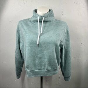 Reflex Turquoise Cropped Funnel Neck Pullover Sweatshirt M